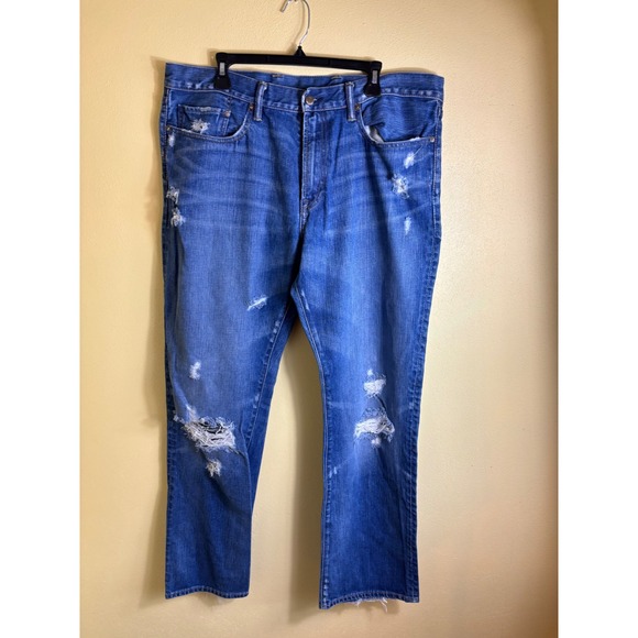 GAP 1969 Authentic Men's Distressed Ripped Denim Jeans Size 38x32 - Picture 1 of 7